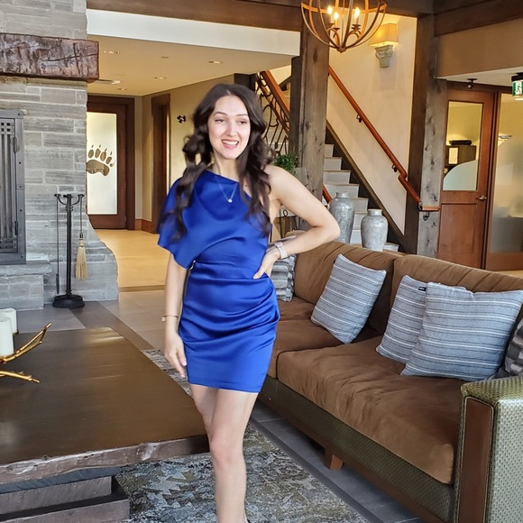 One shoulder satin mini dress - Picture 5 of 10